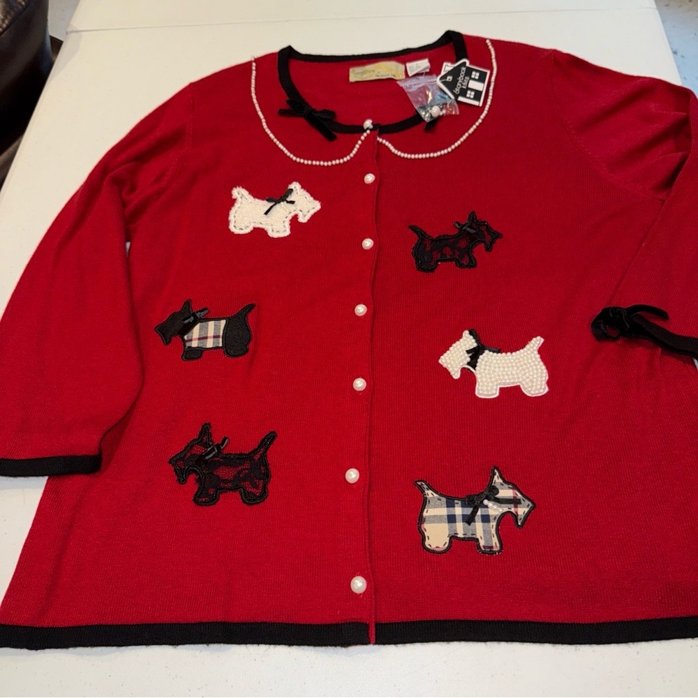 Storybook Knits Limited edition Scotty dog sweater Size Large Embroidered